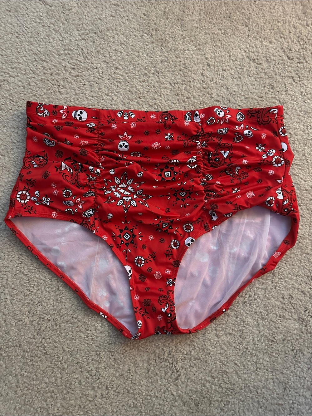 torrid Red High-Waist Swim Bottoms with Bandana Print
